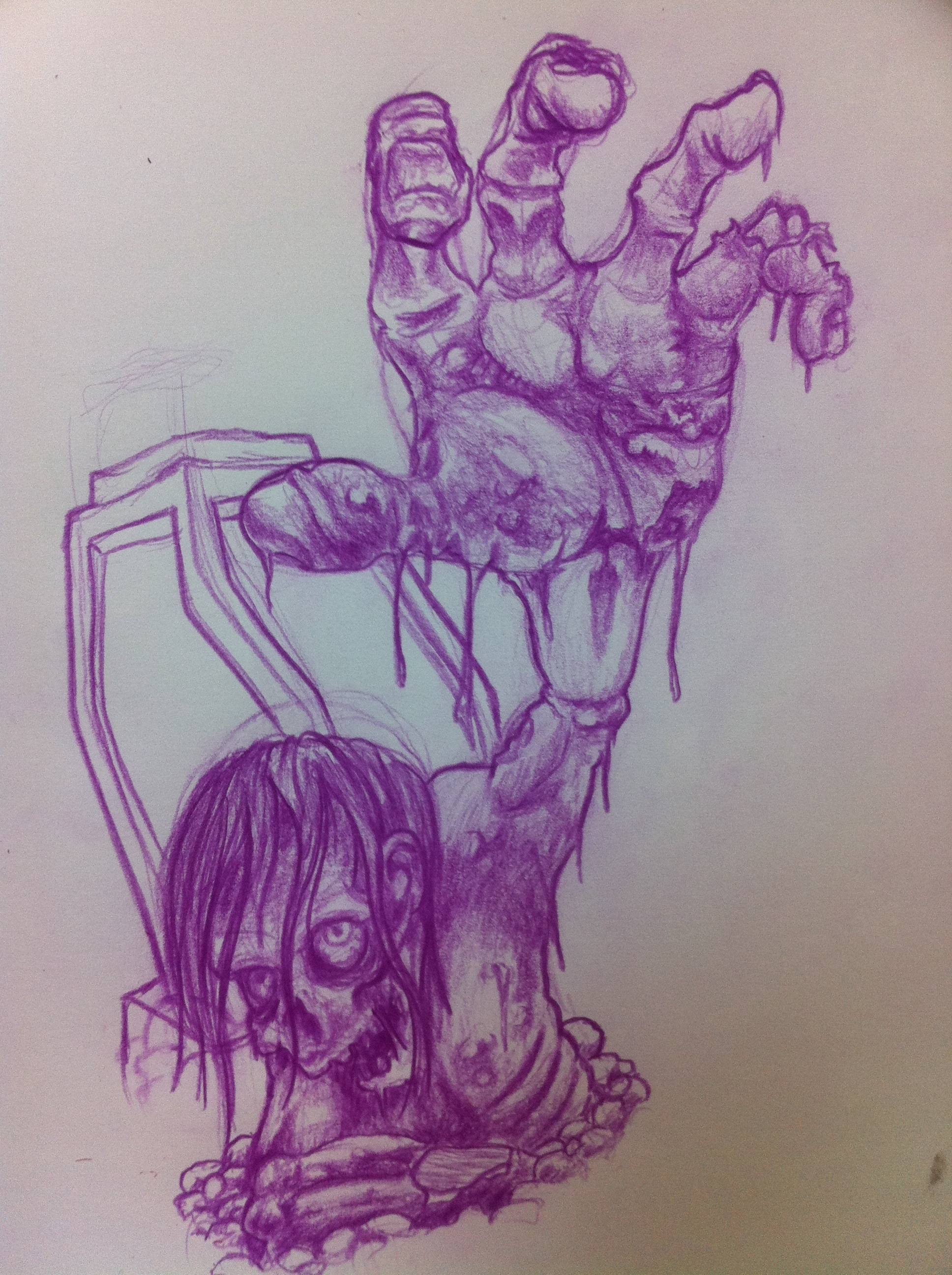 1936x2592 Zombie Sketch For A Heavenhell Sleeve Chagotattoos - Sketch Of Heaven