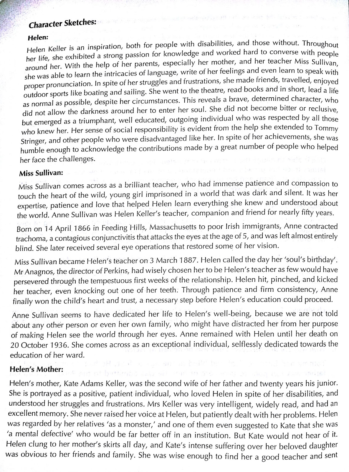 1185x1600 Cbse910 Helen Keller Character Sketch - Sketch Of Helen Keller