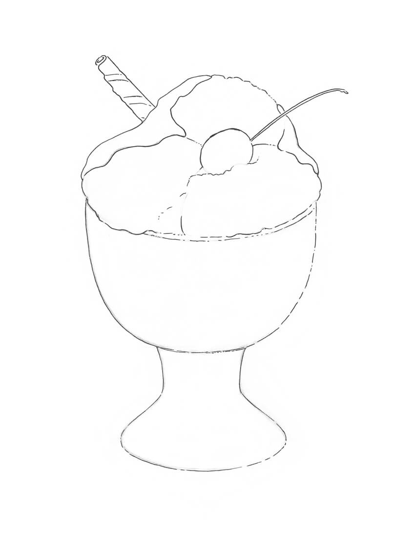 850x1093 How To Draw Ice Cream Step By Step - Sketch Of Ice Cream