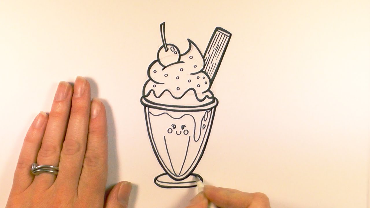 1280x720 How To Draw A Cartoon Ice Cream Sundae - Sketch Of Ice Cream