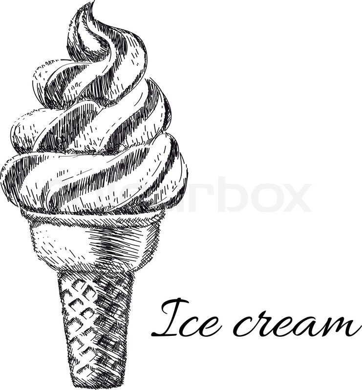 741x800 Sweet Dessert, Ice Cream, Hand Drawn Vector Illustration Stock - Sketch Of Ice Cream