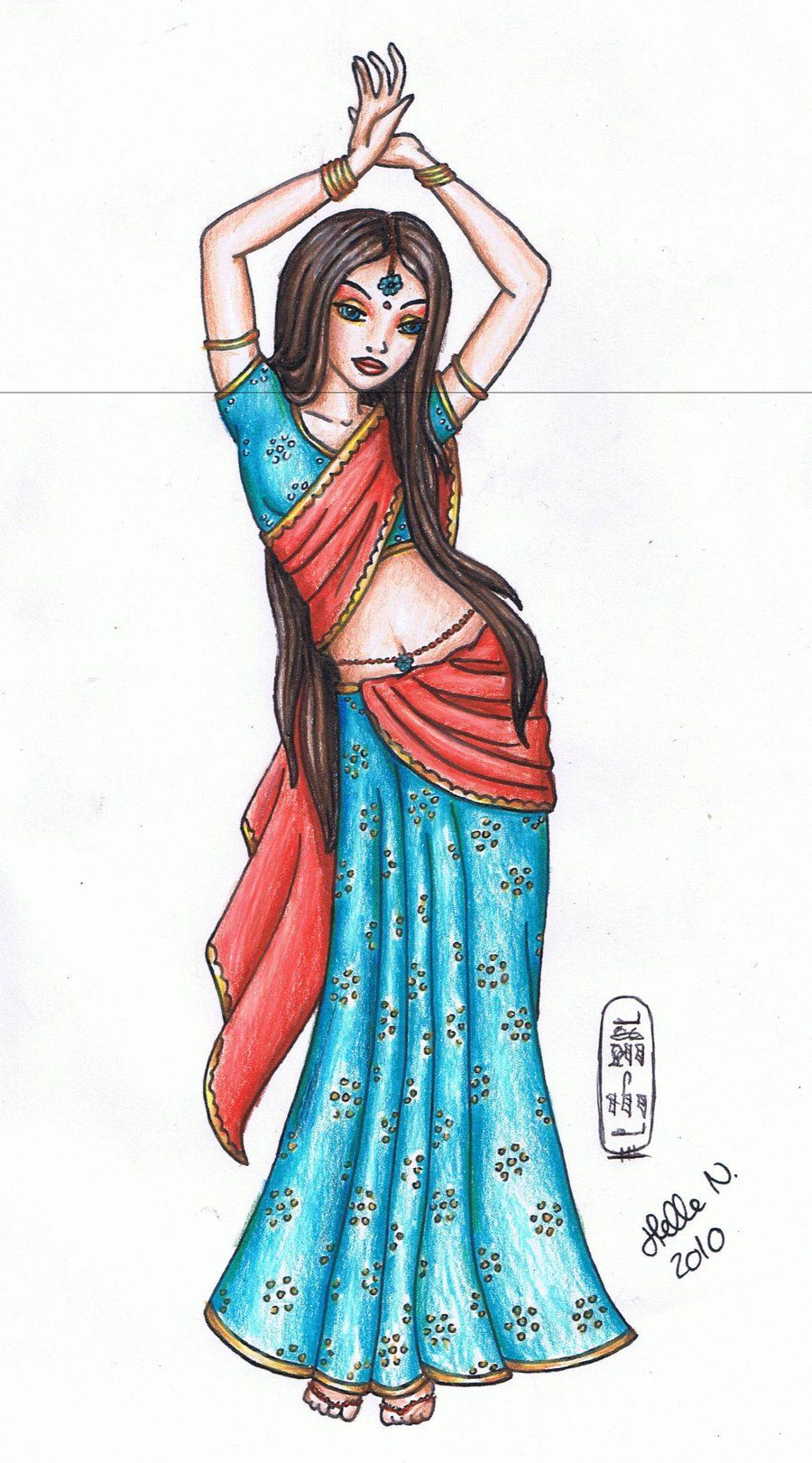 900x1621 Indian Dancer By On @ Art - Sketch Of Indian Dancers