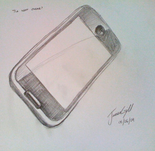 500x485 Quick Sketch Of (Maybe) Iphone V3 Based On Rumours Of The - Sketch Of Iphone