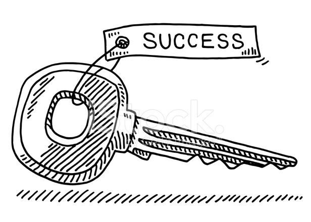 616x440 Key Success Drawing Stock Vector - Sketch Of Key