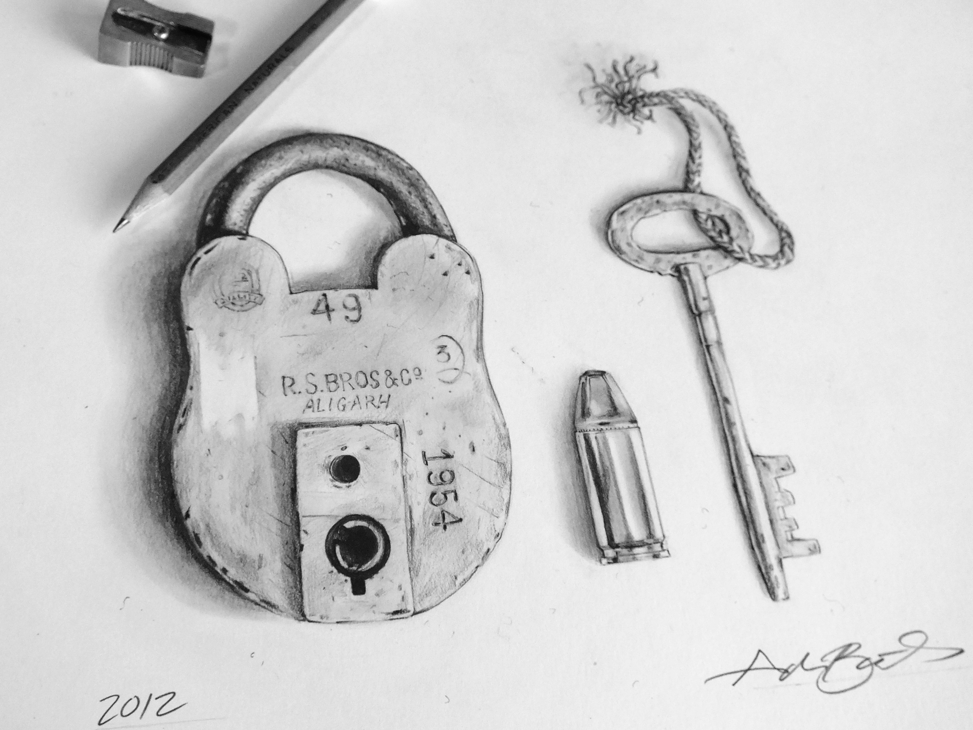 1893x1420 Lock Amp Key B. 1985 - Sketch Of Key