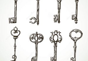 300x210 Drawings Of Old Keys Sketch Of An Old Key Royalty Free Cliparts - Sketch Of Key