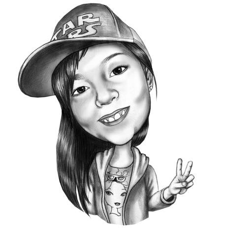 463x463 Children And Teen Caricatures From Photo Black And White Pics - Sketch Of Kid