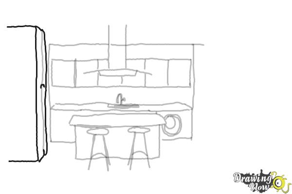 600x400 How To Draw A Kitchen - Sketch Of Kitchen