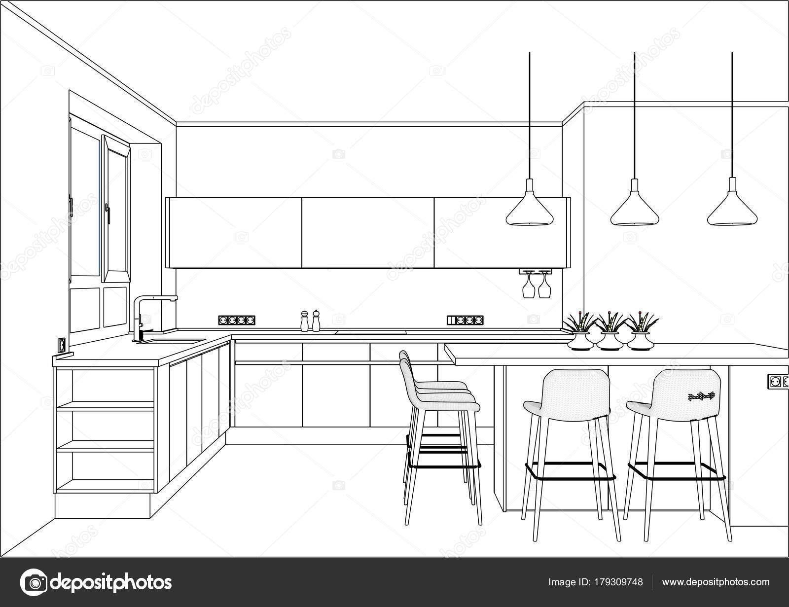 1600x1231 Kitchen Design Ideas Sketch Sketch Drawings For Kitchen Designs - Sketch Of Kitchen