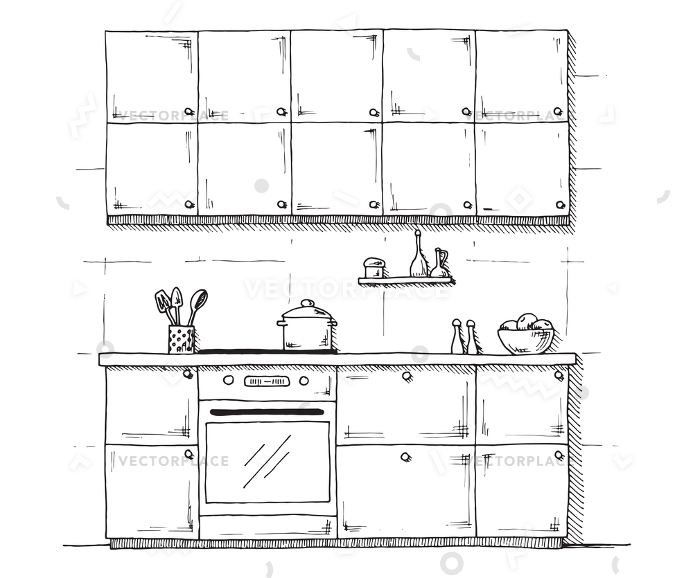 Скетч кухонной плиты