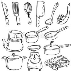 236x236 Sketch Kitchen 55 Parasta Kuvaa Cooking Tools - Sketch Of Kitchen