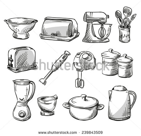 450x434 Drawn Kitchen Kitchen Equipment - Sketch Of Kitchen