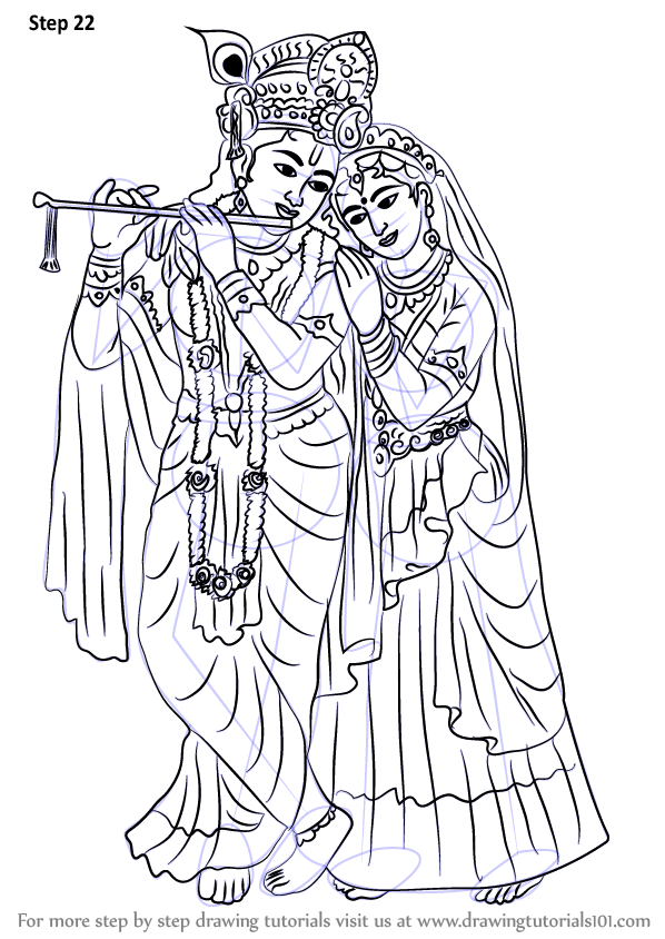598x844 Radha And Krishna Pencil Sketches A Mythology Blog - Sketch Of Krishna And Radha