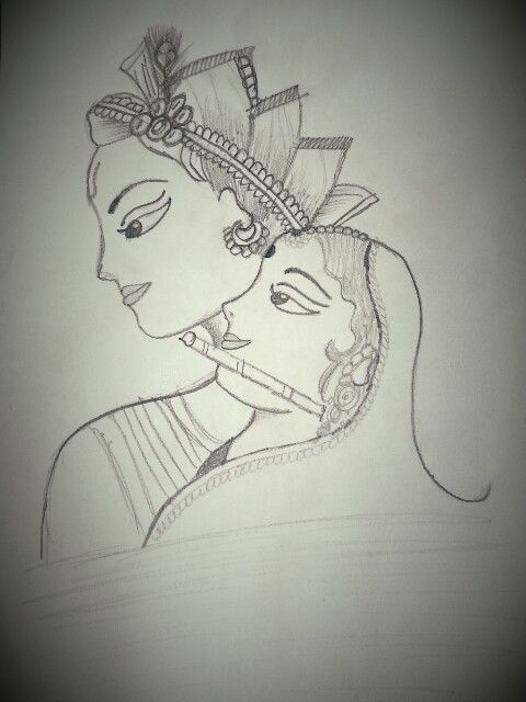 480x640 Radha - Sketch Of Krishna And Radha