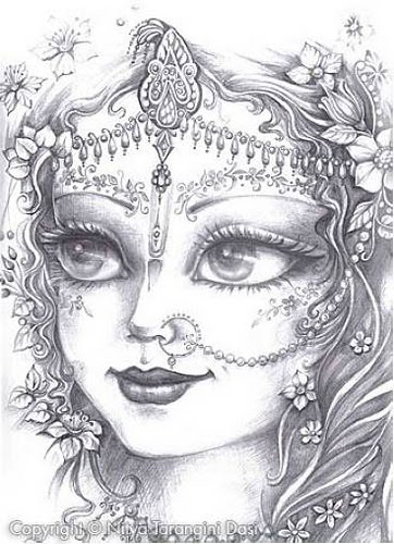 362x500 Radha Pencil Sketch Of Radha And Krishna - Sketch Of Krishna And Radha