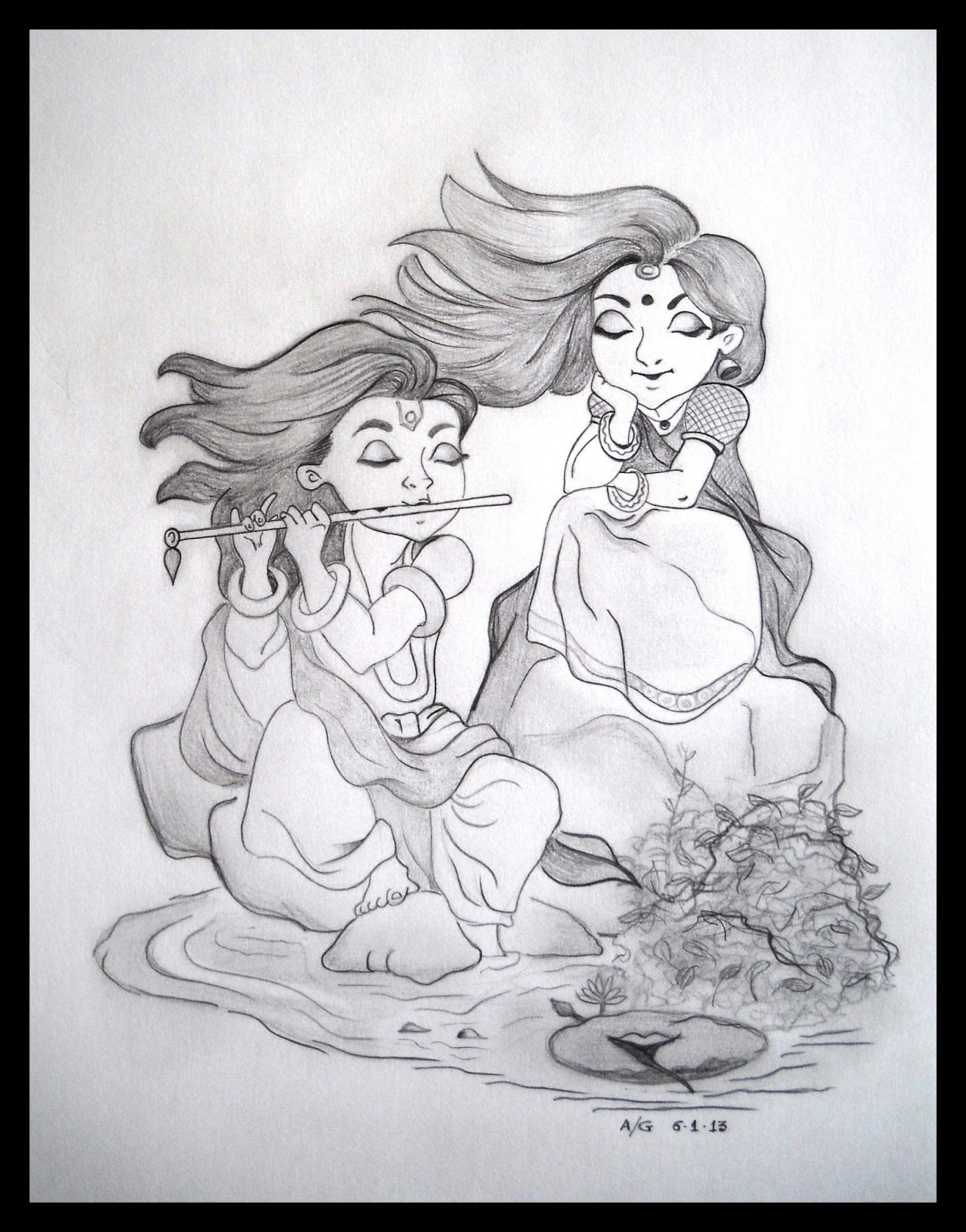 1255x1600 Sketch Book Radha Amp Krishna - Sketch Of Krishna And Radha