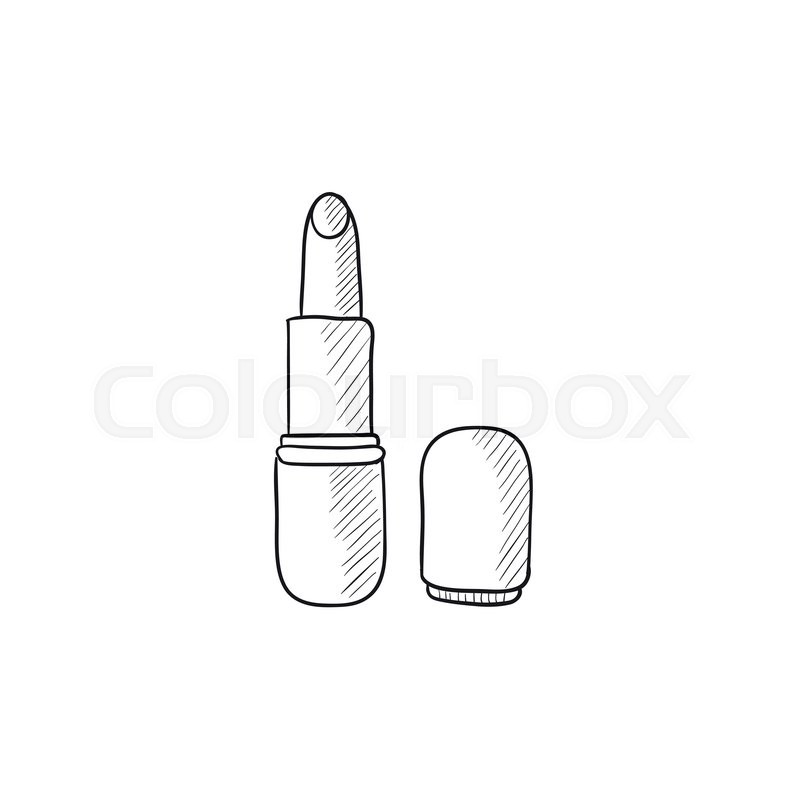 800x800 Lipstick Vector Sketch Icon Isolated On Background. Hand Drawn - Sketch Of Lipstick