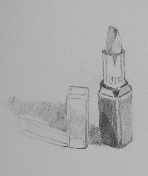 570x679 Daily Sketch Drawing Lipstick Small Original Drawing Etsy - Sketch Of Lipstick