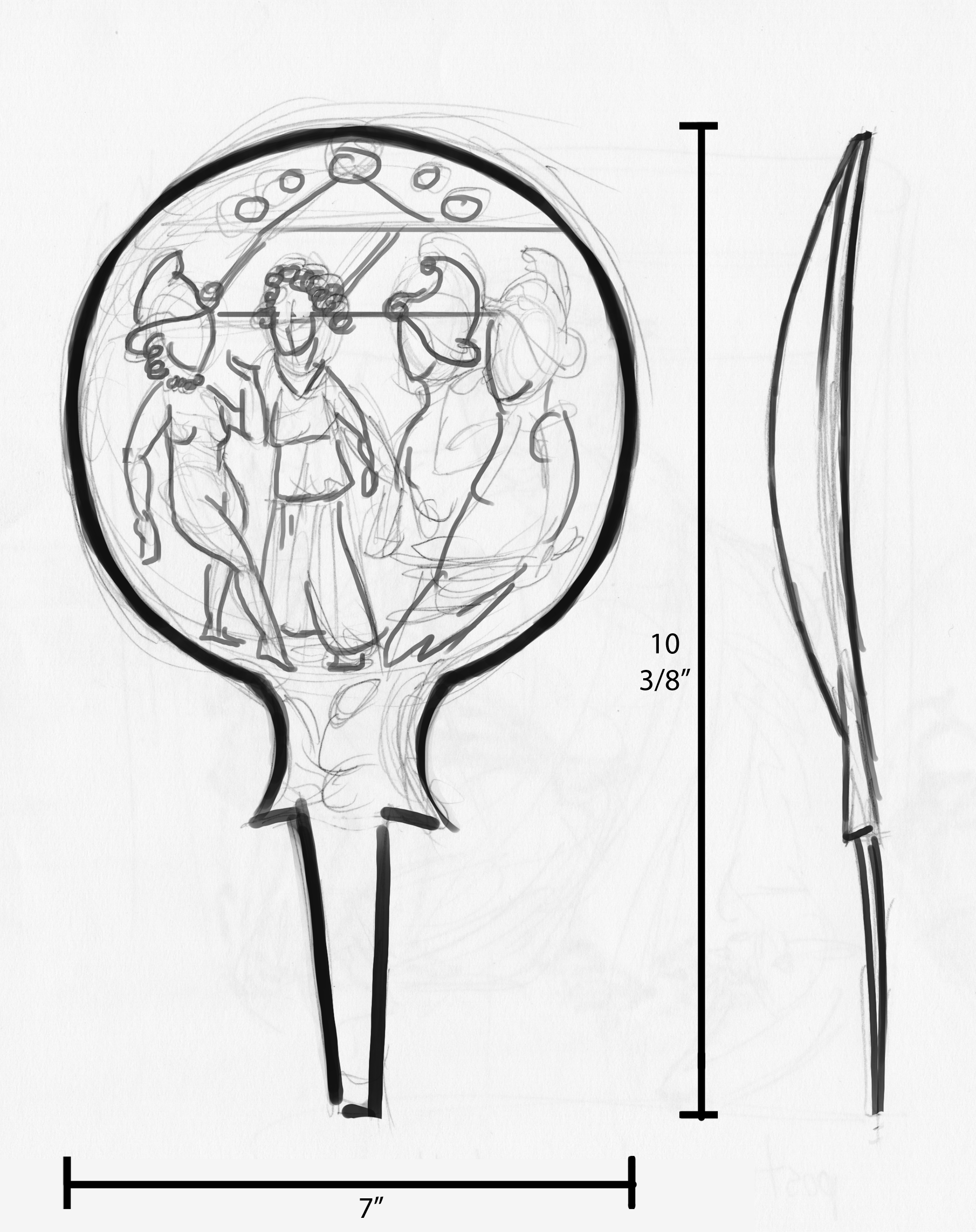 2000x2525 The Etruscan Mirror Reflection Of The Self, Or Of The Face - Sketch Of Mirror