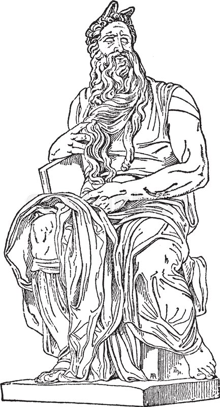 433x800 Moses Sculpture Is A Sculpture By The Italian High Renaissance - Sketch Of Moses