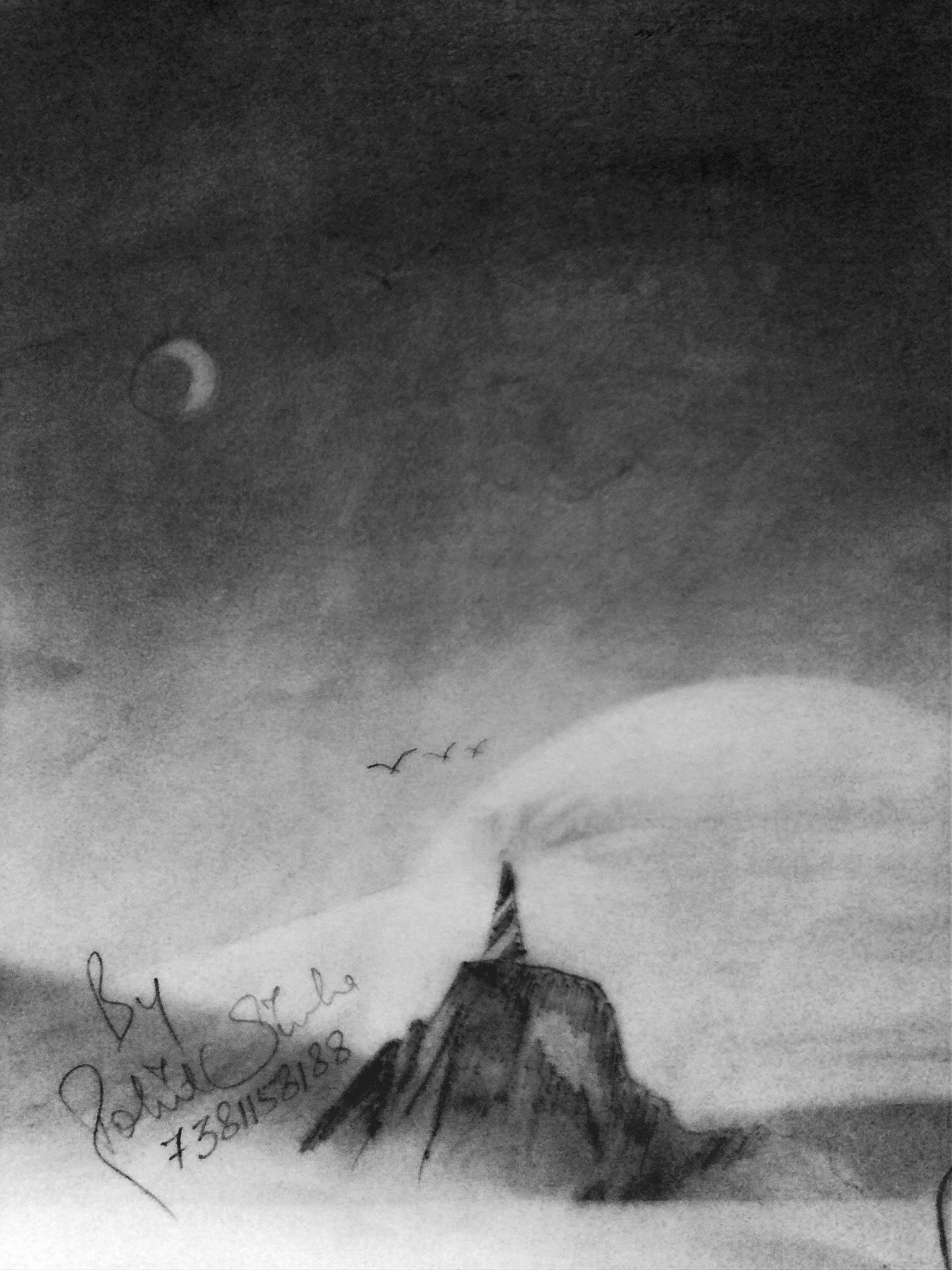 1536x2048 Pencil Sketch Of Moonlight Night - Sketch Of Night