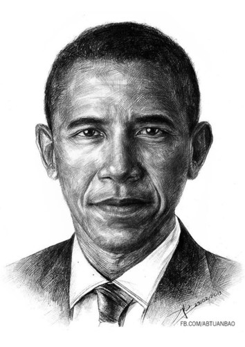 354x500 Sketch Portraits Of Obama By Young Vietnamese Artists - Sketch Of Obama