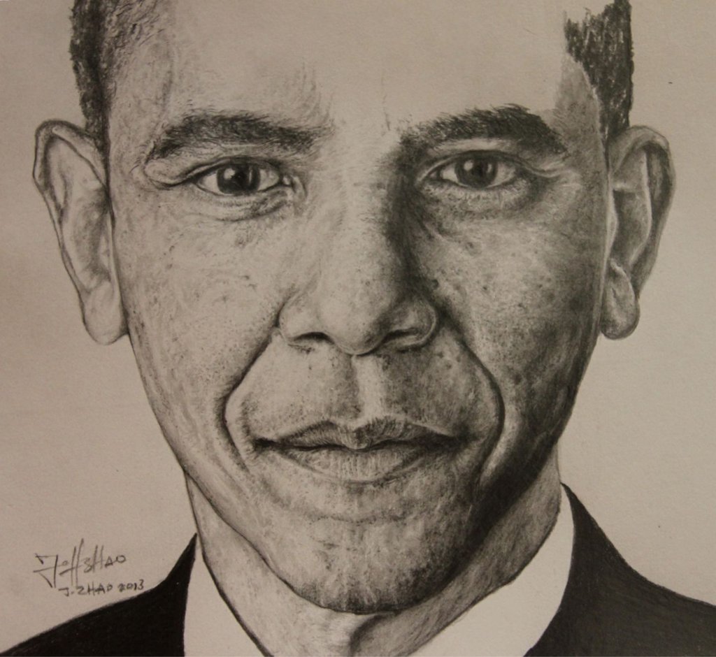 1024x940 Barack Obama Graphite Portrait - Sketch Of Obama