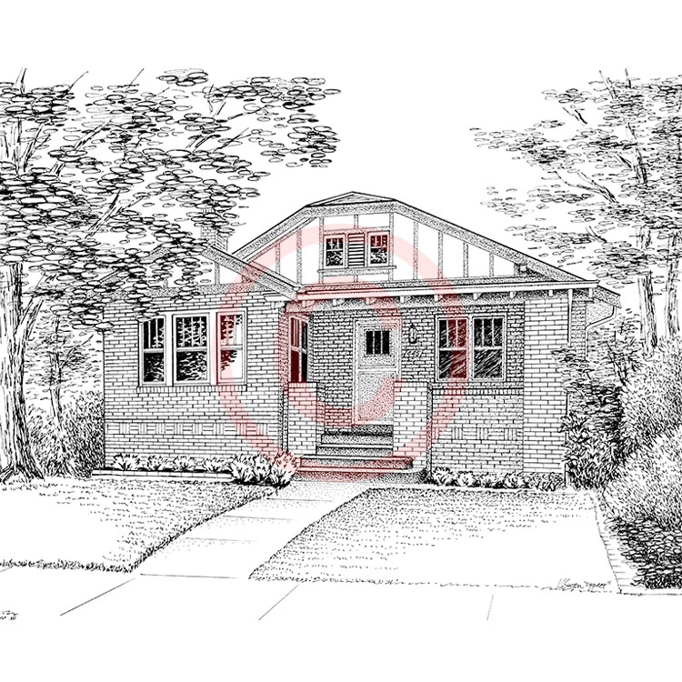 750x750 Pen And Ink Artist Kelli Swan Custom Portraits Of Houses, Homes - Sketch Of Pen