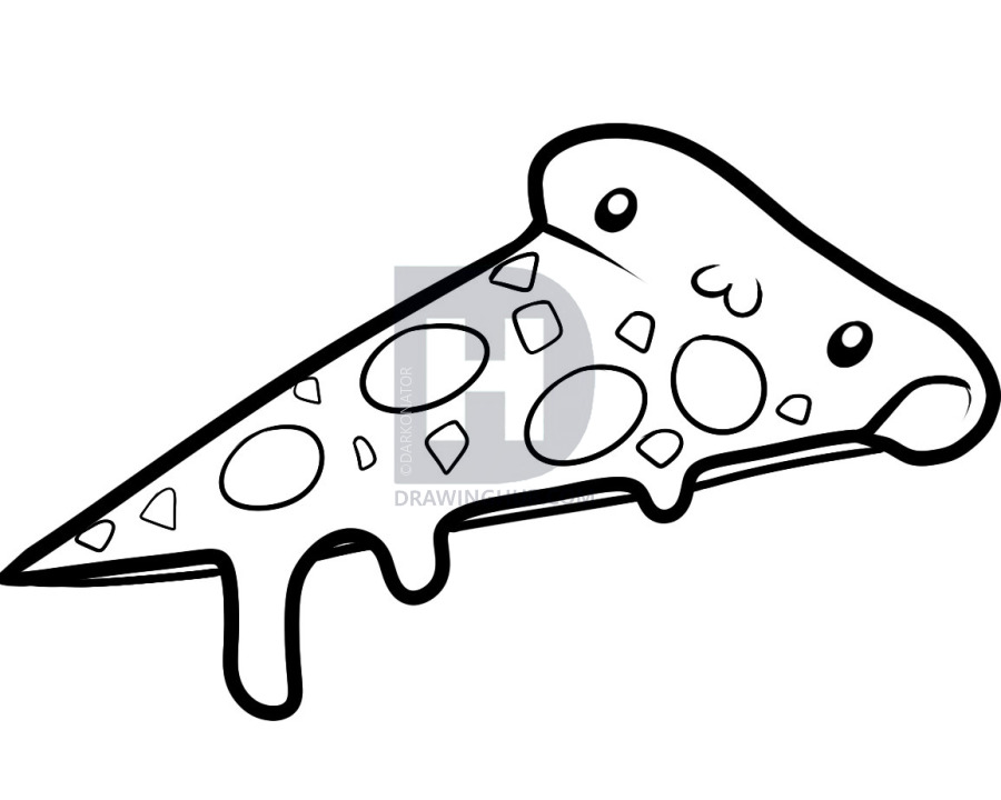 900x720 How To Draw Pizza, Step By Step, Drawing Guide, By Darkonator - Sketch Of Pizza