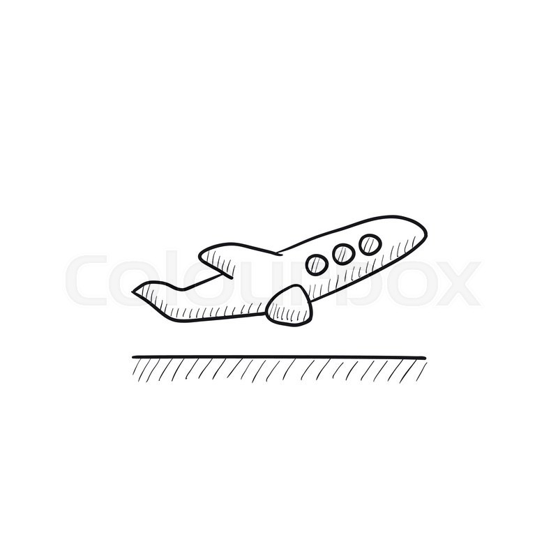 800x800 Plane Taking Off Vector Sketch Icon Isolated On Background. Hand - Sketch Of Plane