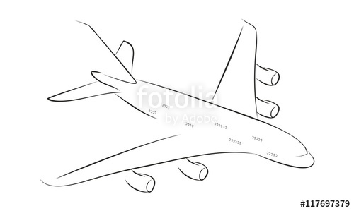 500x299 A Sketch Of The Big Flying Plane. Stock Image And Royalty Free - Sketch Of Plane
