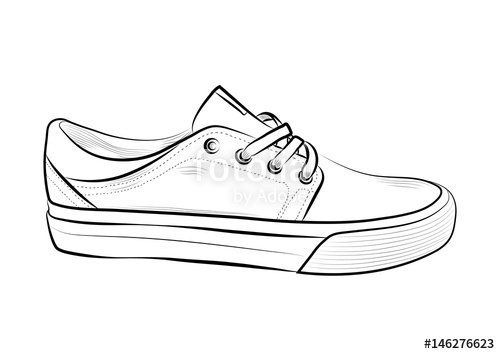 500x354 Hand Drawn Sketch Of Sport Shoes, Sneakers For Summer. Vector - Sketch Of Shoes