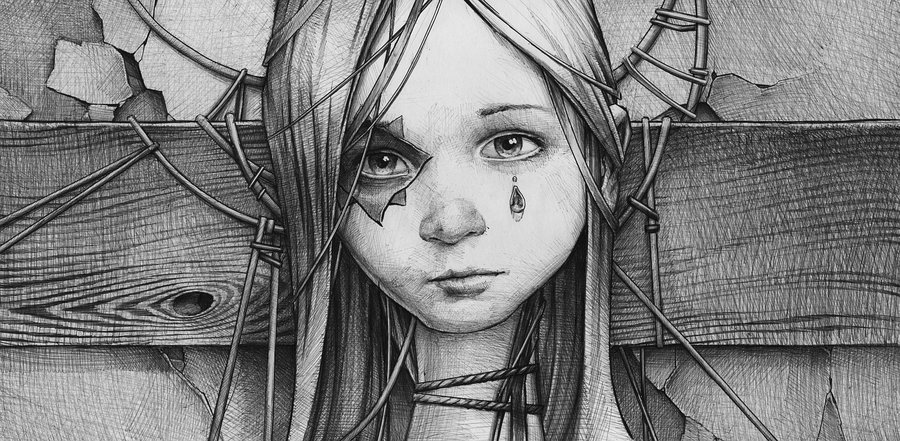 900x441 Crying By Danielgrzeszkiewicz - Sketch Of Someone Crying
