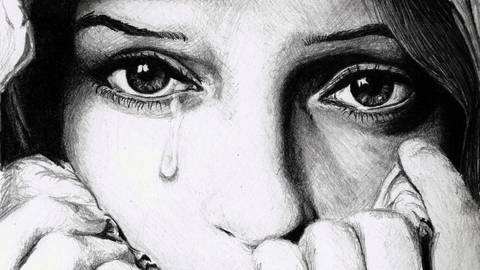 480x270 Lady Cries Drawings Sketch Ratings Art - Sketch Of Someone Crying