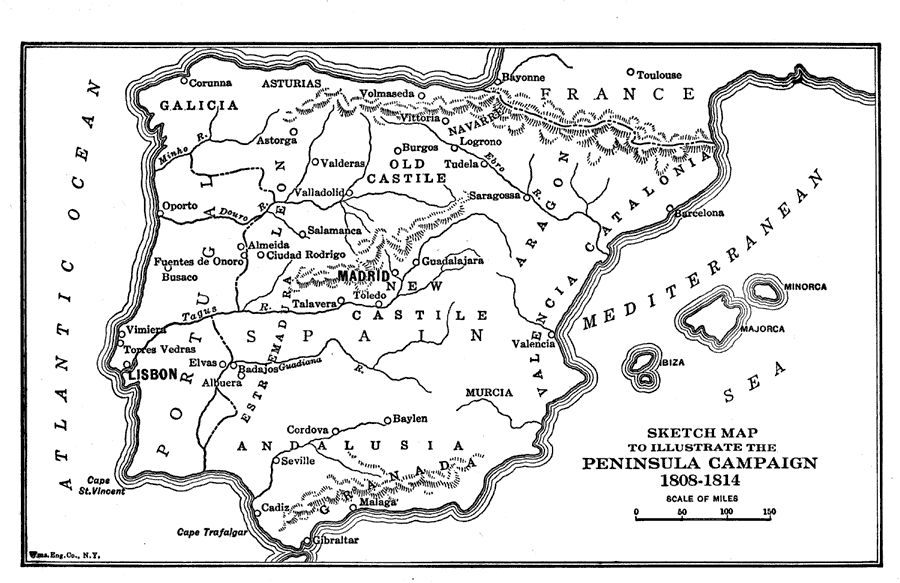 900x583 Sketch Map To Illustrate The Peninsula Campaign, Historical - Sketch Of Spain