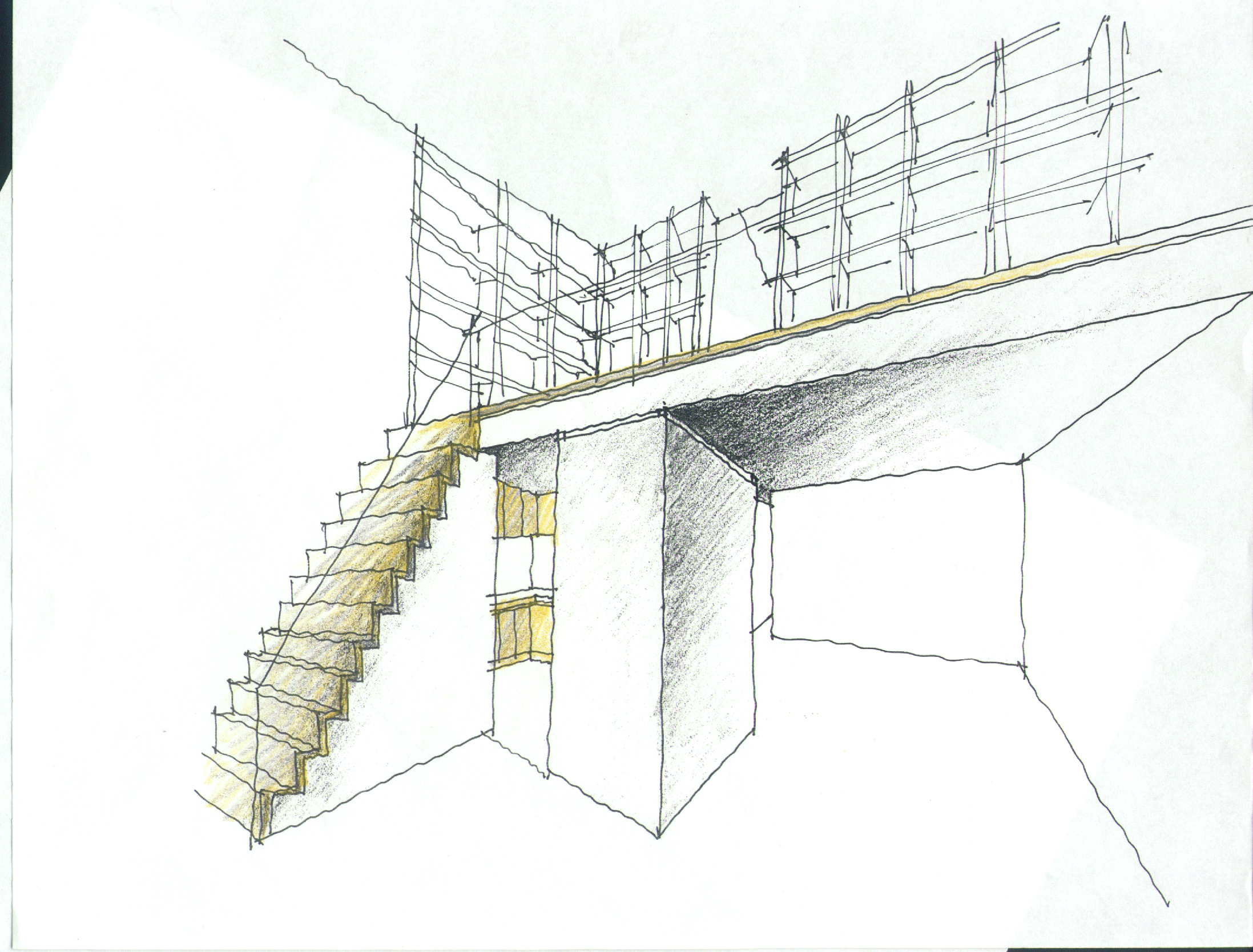 2195x1668 Design Sketch For Stairsmezzanine John M. Reimnitz Architect Pc - Sketch Of Stairs