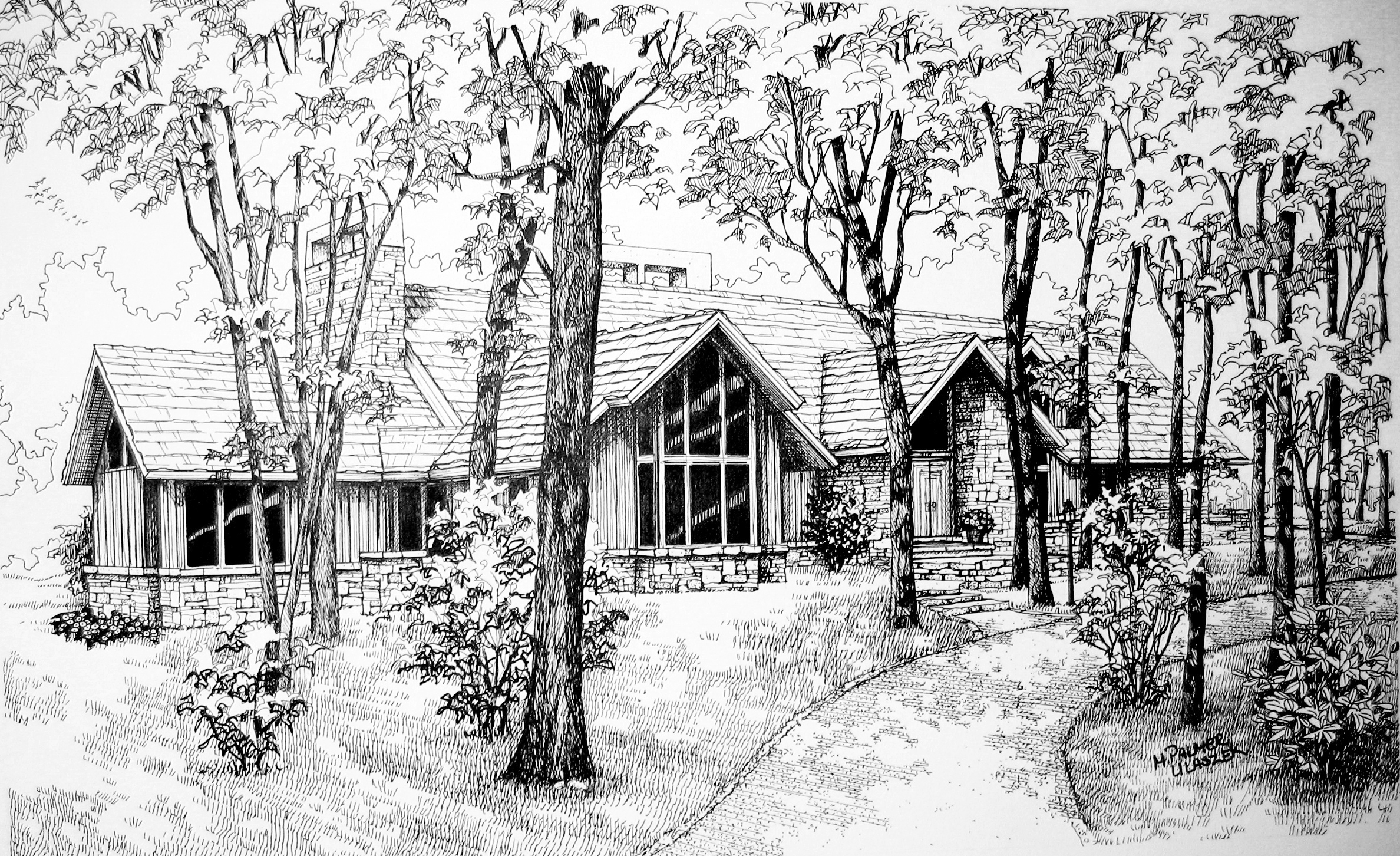2376x1452 House In The Woods Drawing, Sketch Of Old House In Woods - Sketch Of The Woods