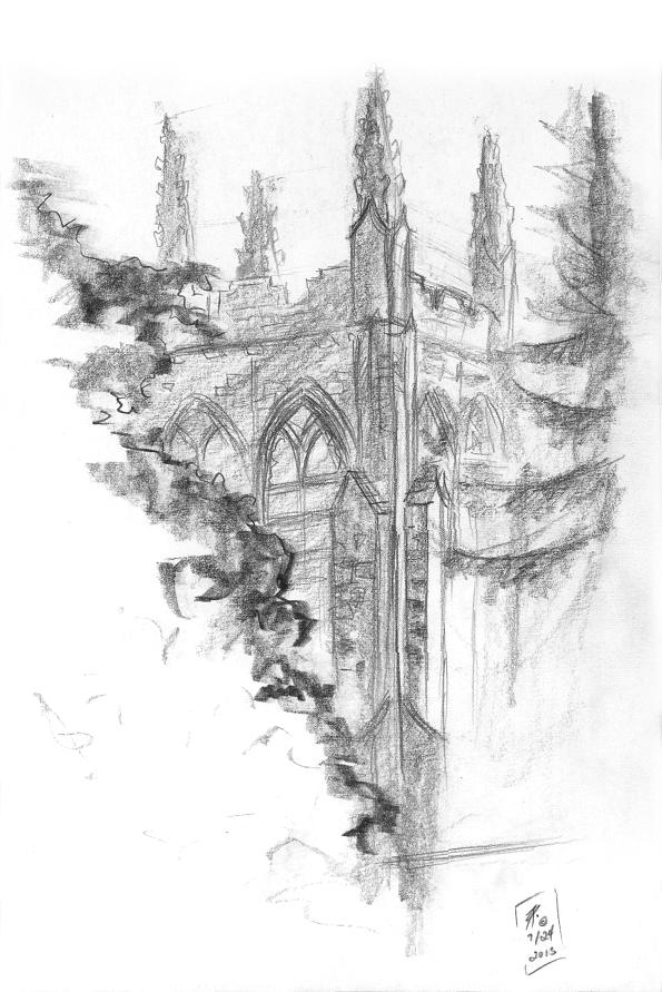 595x891 Church Sketch Drawing By Brandy Woods - Sketch Of The Woods
