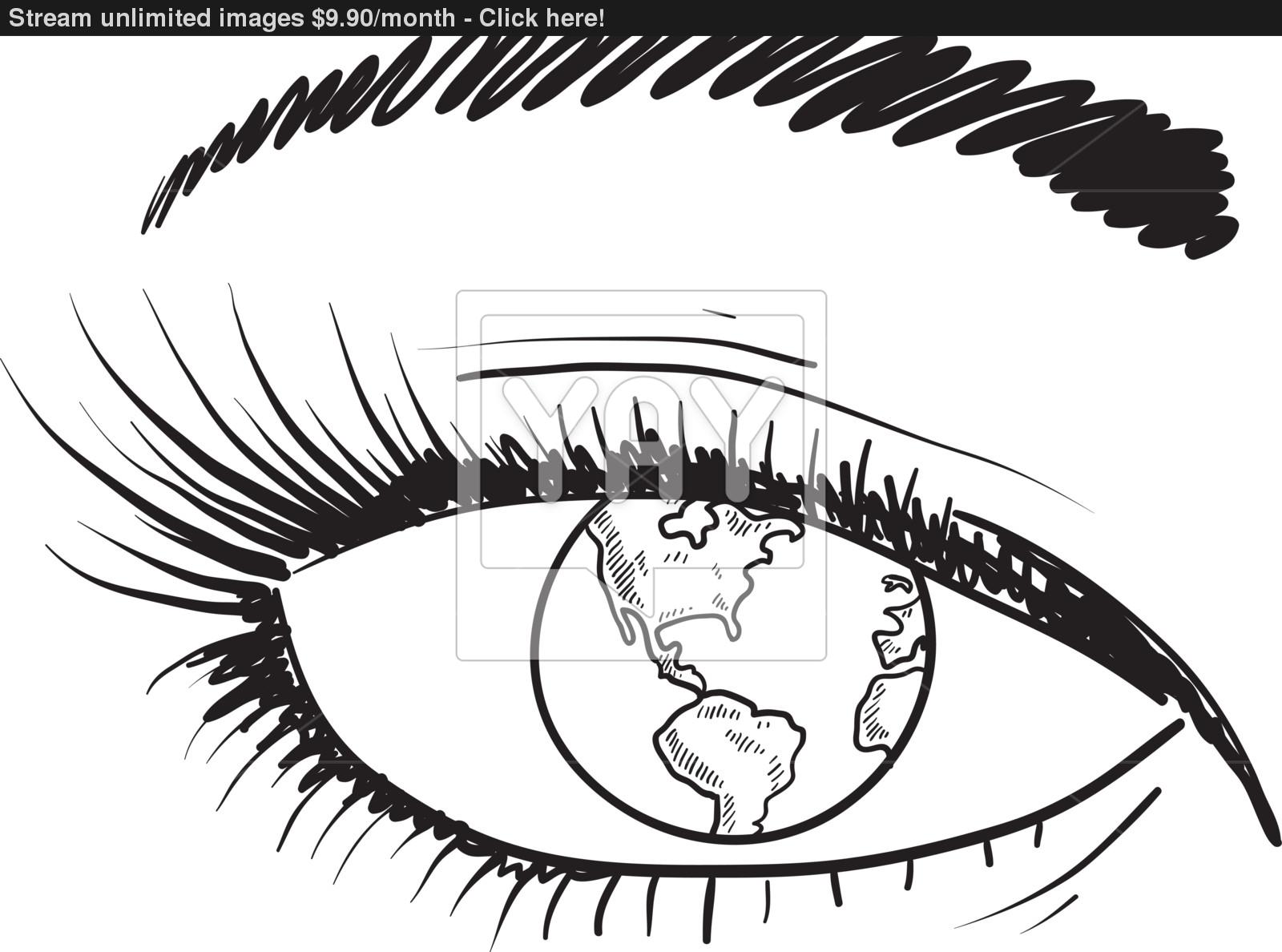 1600x1188 Eyes On The World Sketch Vector - Sketch Of The World