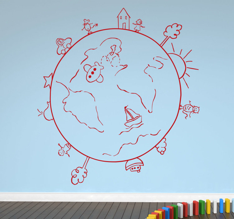 752x703 Globe Travel Sketch Decal - Sketch Of The World