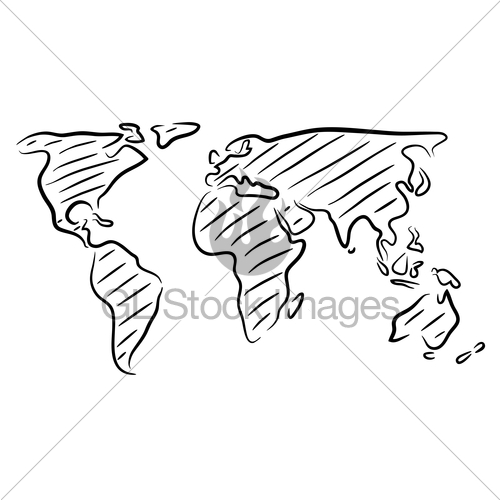 500x500 World Map Sketch Gl Stock Images - Sketch Of The World