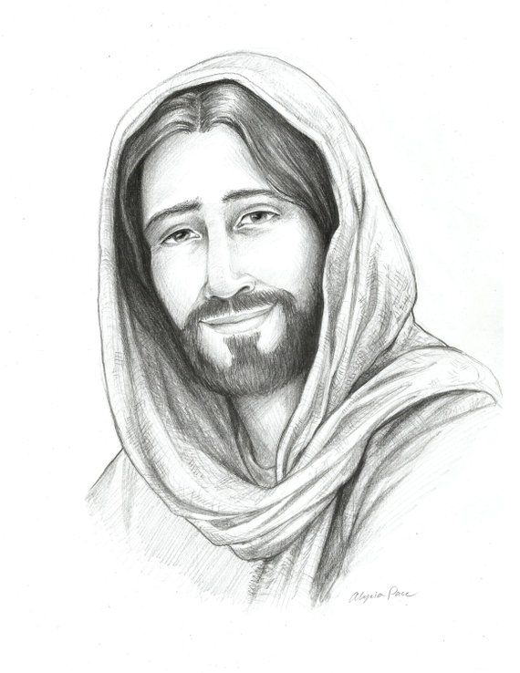 570x738 Drawing Of Christ Sketch Of Jesus Religious Art Savior Of Etsy - Sketch Of The World
