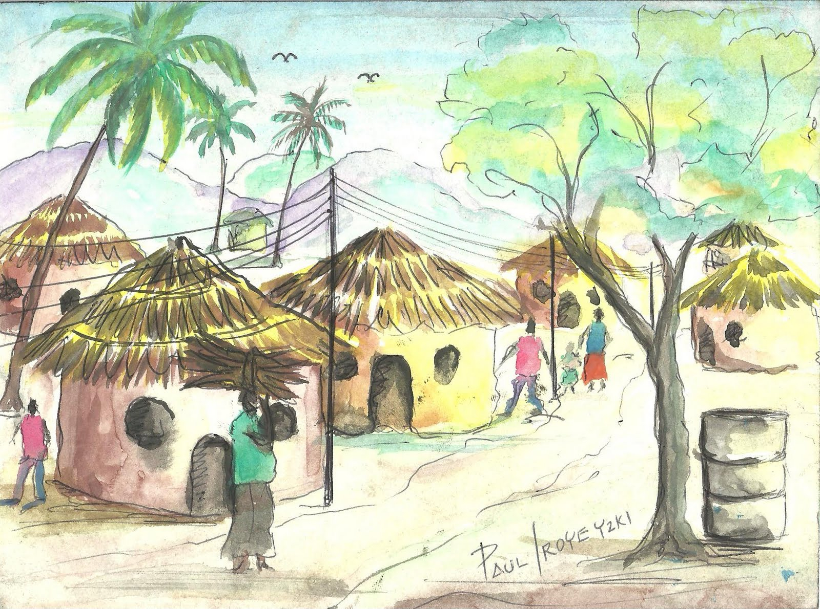 Sketch Of Village Scenery at Explore collection of