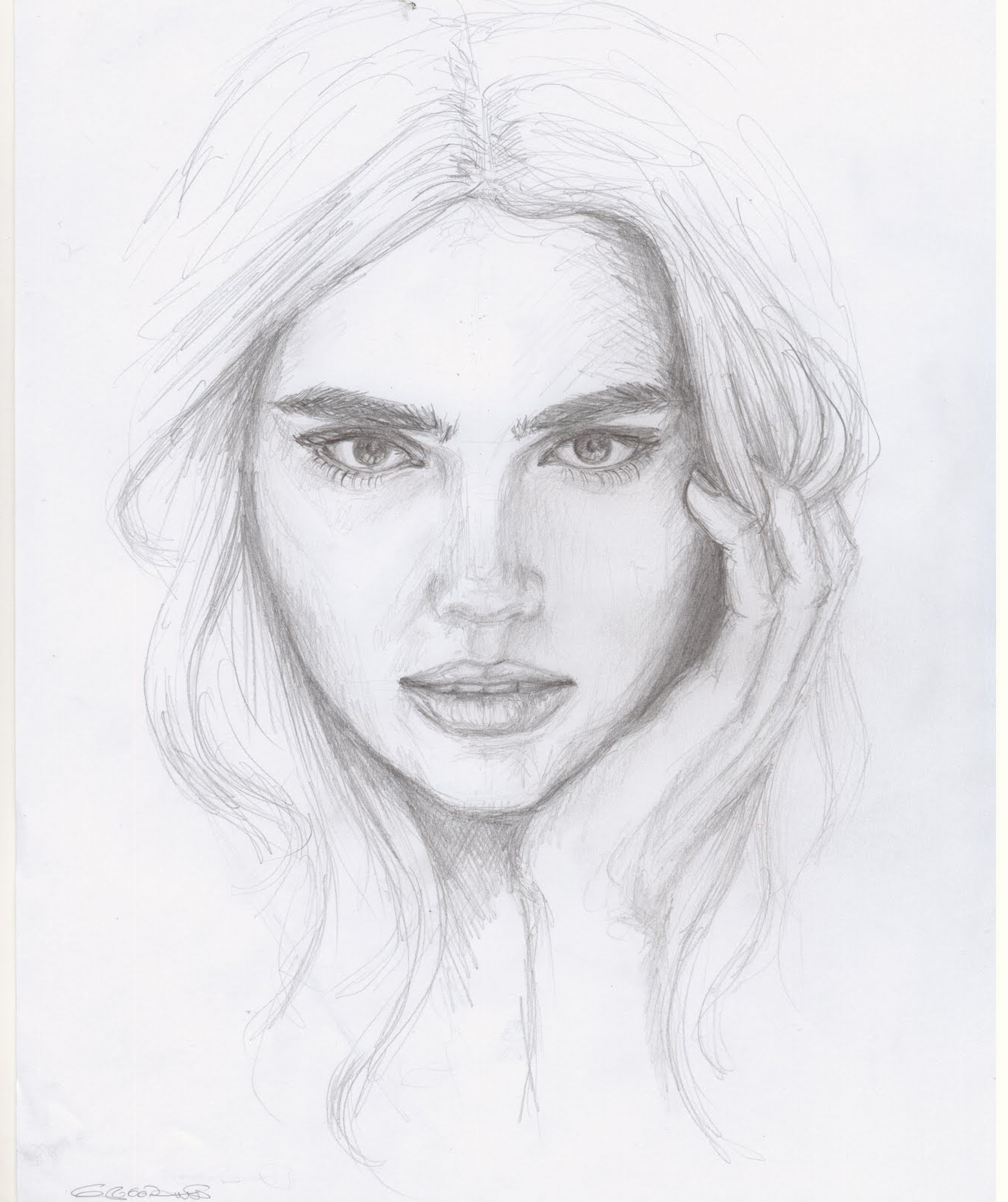 pencil sketch of woman