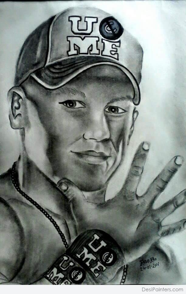 612x966 Pencil Sketch Of Wwe Superstar John Cena - Sketch Of Wwe Superstars