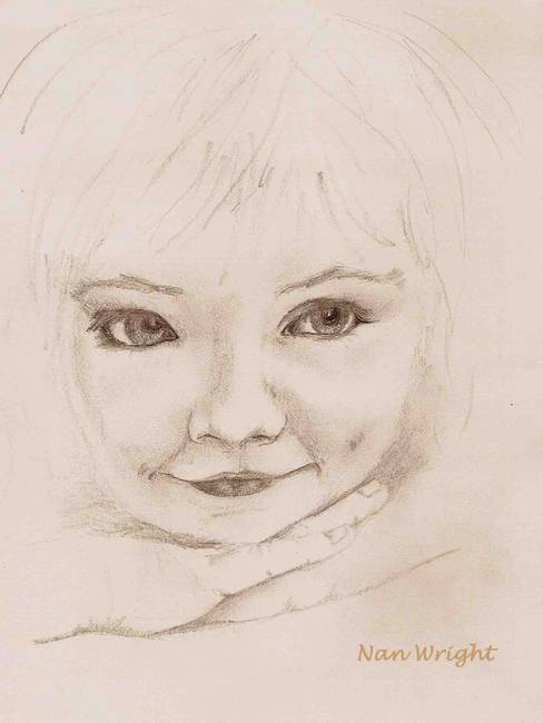 488x650 Pencil Sketch Of Young Girl By Nan Wright - Sketch Of Young Girl