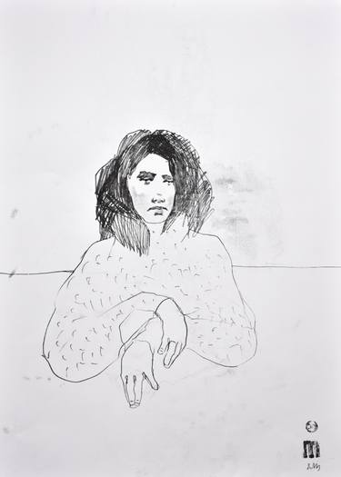 375x525 Saatchi Art Portrait Of Young Girl 1 Drawing By Michael Lentz - Sketch Of Young Girl