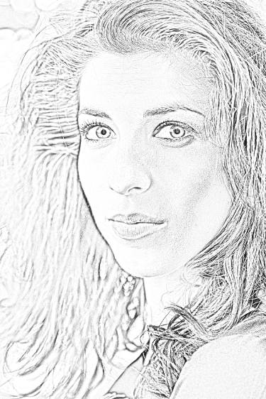 375x562 Black And White Sketch Of Beautiful Young Girl - Sketch Of Young Girl