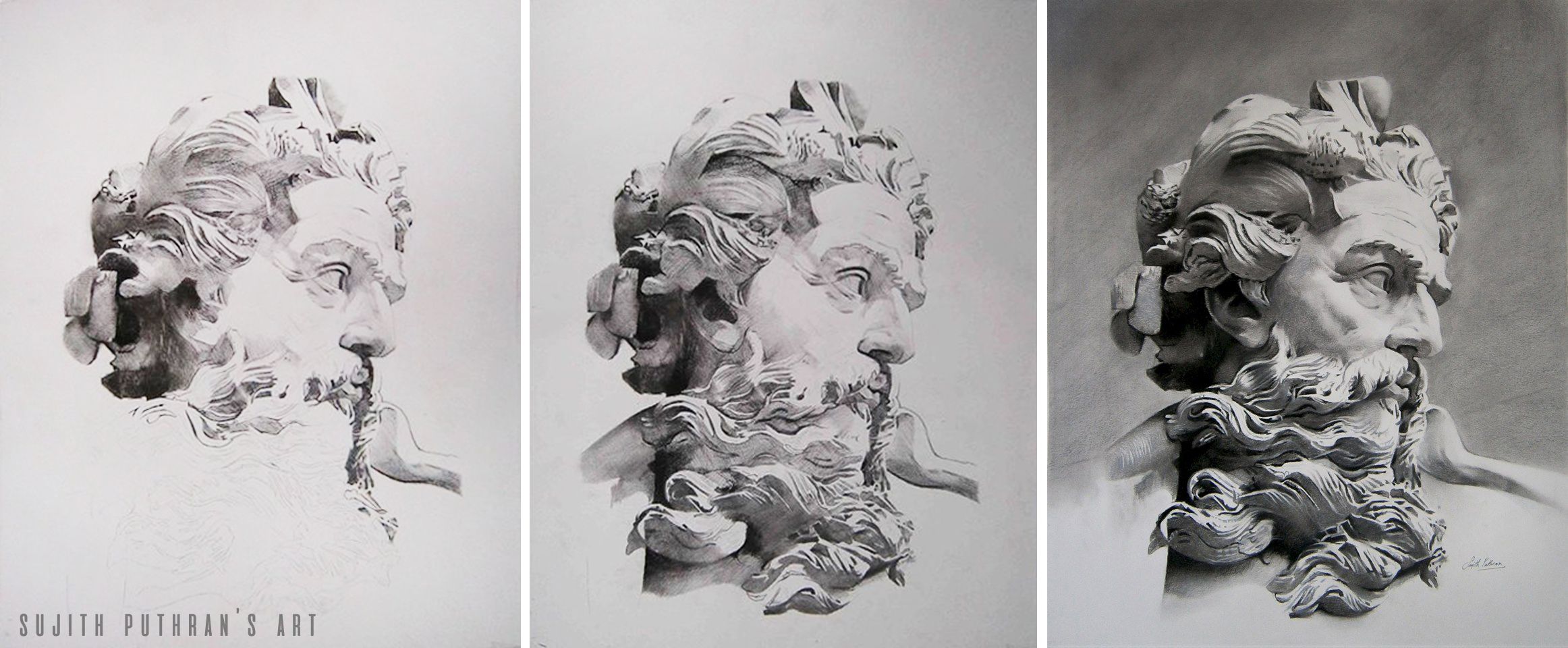 2324x960 Sketching Zeus 3d Sketch Steemkr - Sketch Of Zeus
