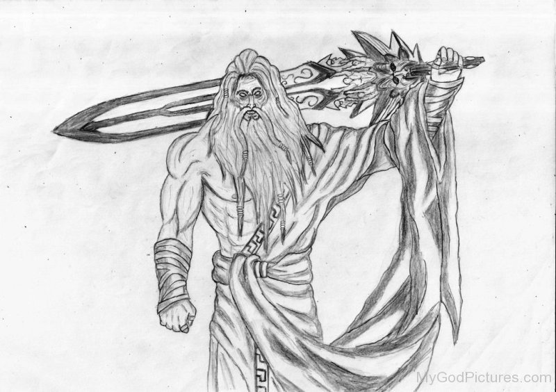 800x564 Drawing Of Zeus - Sketch Of Zeus